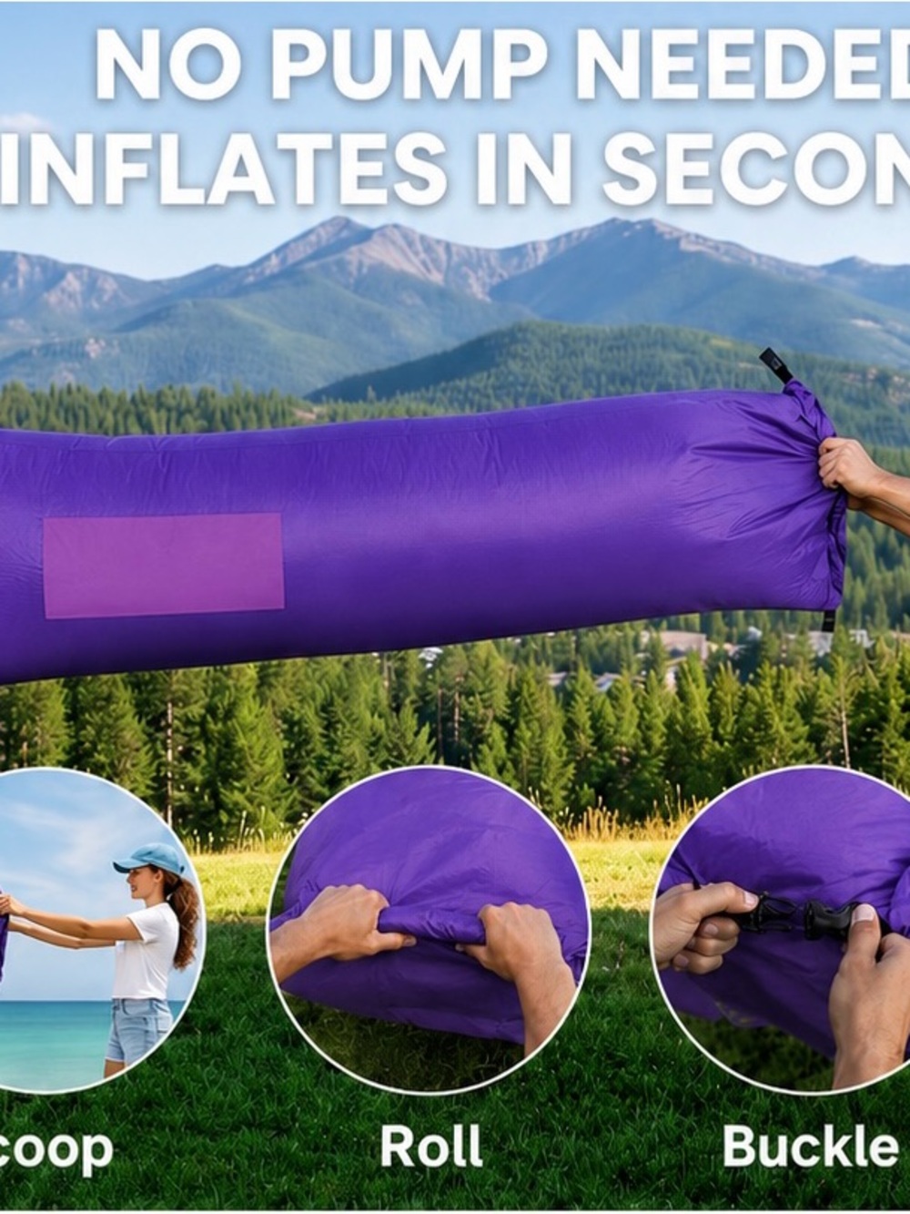 Inflatable Lounger Air Sofa - Purple